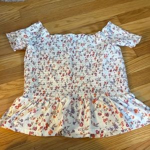 American Eagle floral off the shoulder blouse